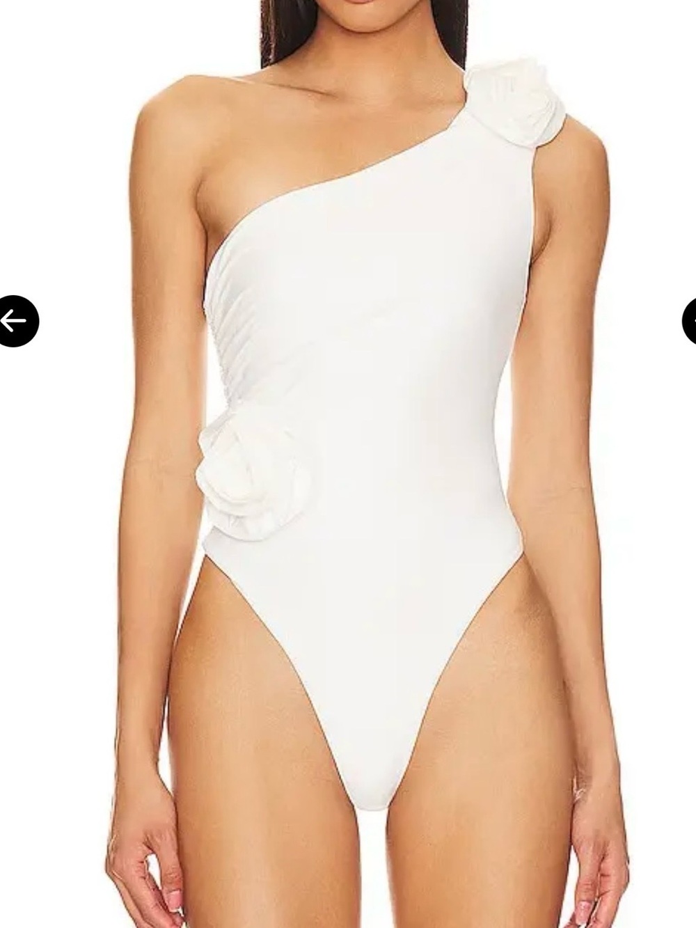 Bardot White One-Shoulder Kids One-Piece with Floral Appliqués